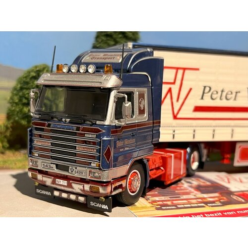 Tekno Tekno Scania 143 Streamline 4x2 met 3-as schuifzeilen oplegger PWT Tekno Tekno Scania 143 Streamline 4x2 met 3-as schuifzeilen oplegger PWT
