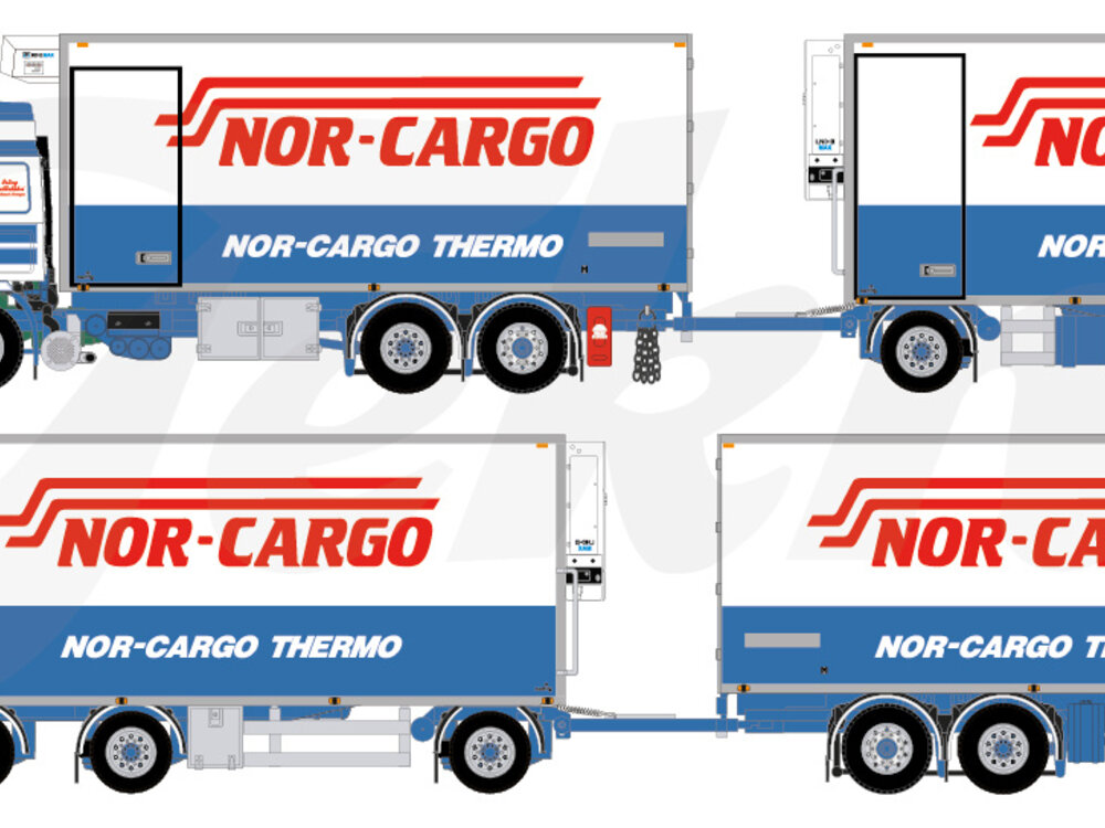 Tekno Tekno Volvo F12 rigid truck with 3-axle reefer trailer NOR-CARGO