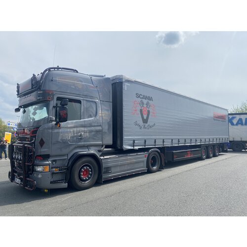 Tekno Tekno Scania R-serie Streamline met 3-assige schuifzeilentrailer HP TRANSPED