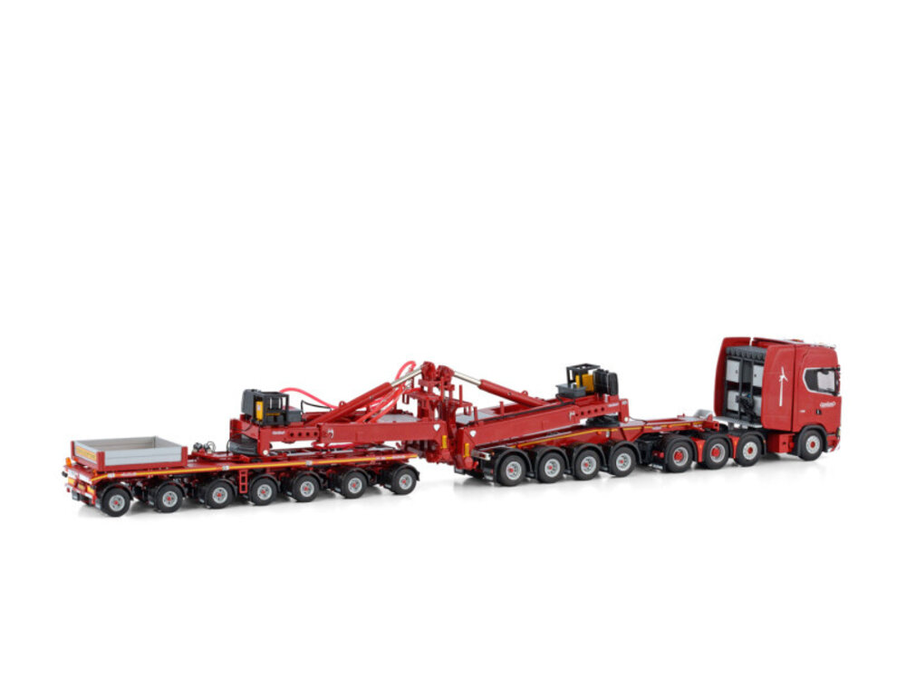 WSI WSI Scania S Highline 8x4 + 7-axle wind mill trailer + 4-axle dolly NOOTEBOOM RED LINE