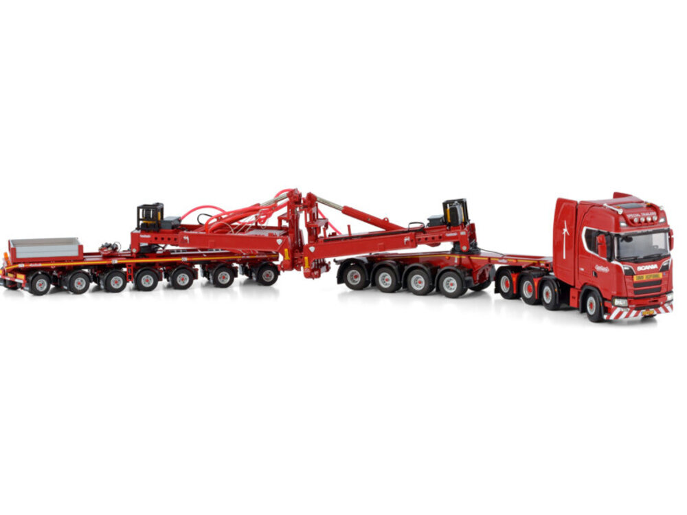 WSI WSI Scania S Highline 8x4 + 7-axle wind mill trailer + 4-axle dolly NOOTEBOOM RED LINE