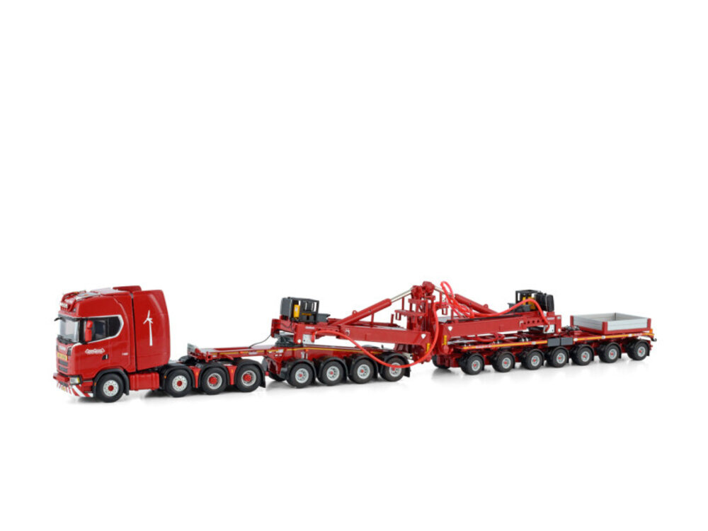 WSI WSI Scania S Highline 8x4 + 7-axle wind mill trailer + 4-axle dolly NOOTEBOOM RED LINE