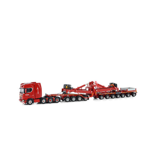 WSI WSI Scania S Highline 8x4 + 7-axle wind mill trailer + 4-axle dolly NOOTEBOOM RED LINE