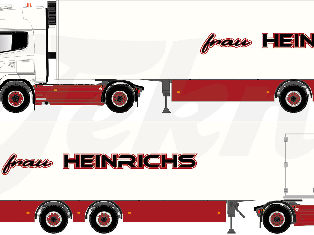 Tekno Tekno Scania R-serie Topline met 2-assige koeloplegger FRAU HEINRICHS