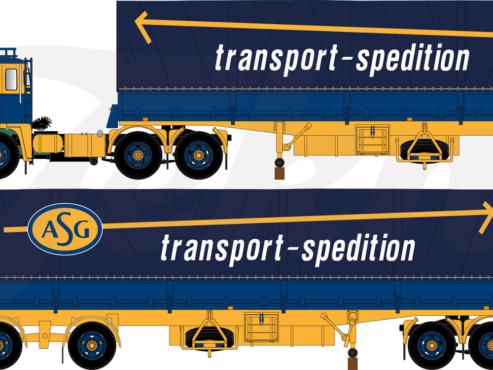 Tekno Tekno Scania Vabis with Swedish classic curtainside trailer ASG