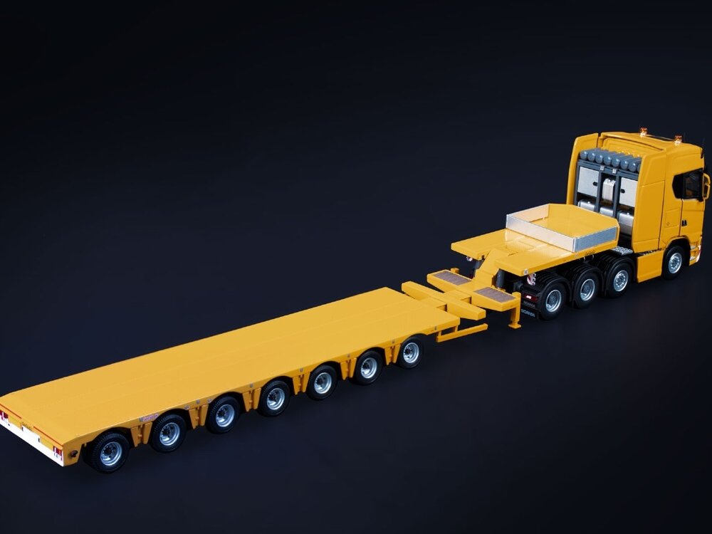 IMC IMC Scania S high roof 8x4 with 7-axle MCOS semi-lowloader YELLOW SERIES