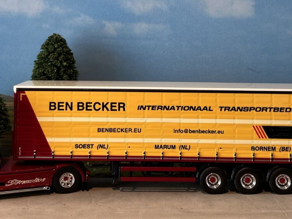 Tekno Tekno Scania 143M Streamline met gesloten oplegger met gestuurde as BEN BECKER
