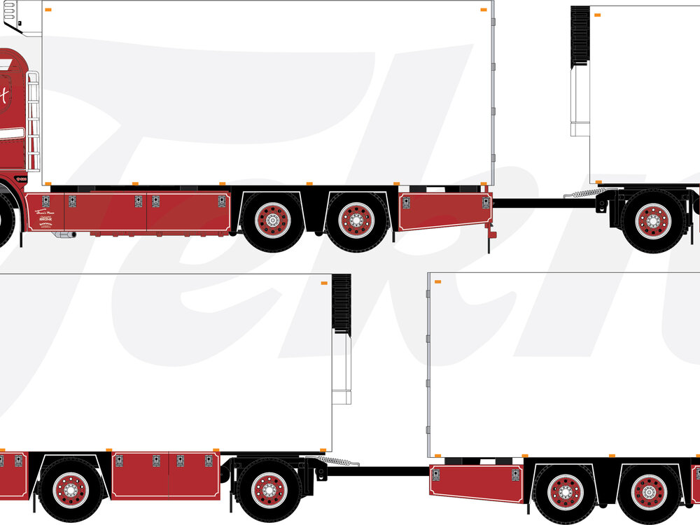 Tekno Scania 4-serie rigid truck with 3-axle trailer HARTMANN