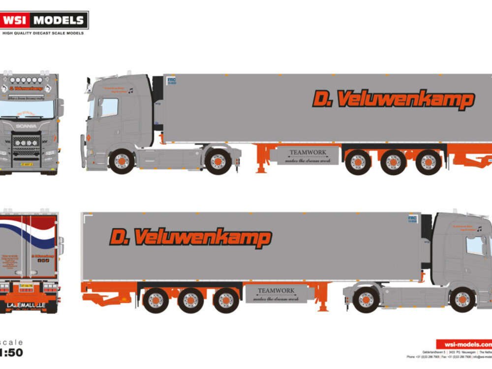 WSI WSI Scania S Highline 4x2 + 3-as koeloplegger D.VELUWENKAMP INT. TRANSPORT B.V.