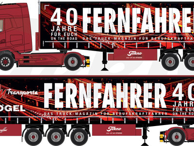 Tekno Tekno Daf XG+ with 3-axle curtainside trailer FERNFAHRER 40 JAHRE