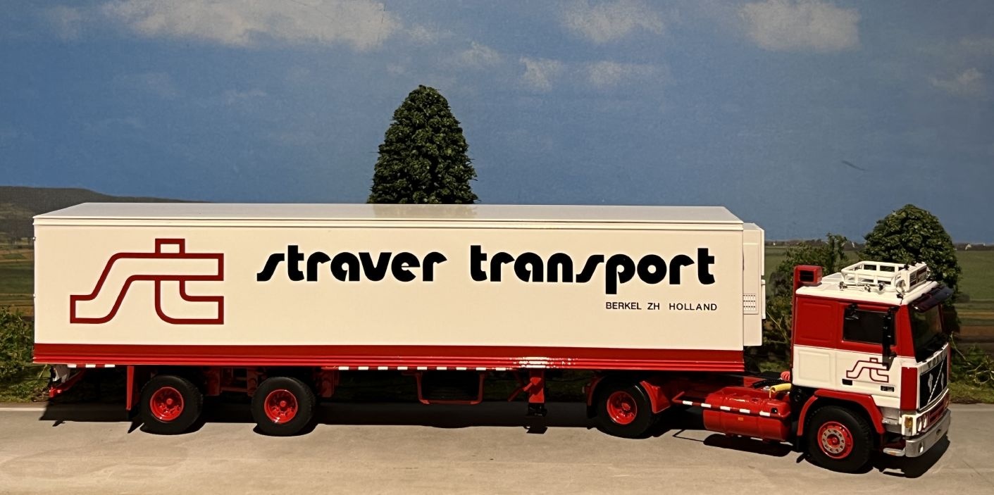 WSI Volvo F12 4x2 with 3-axle classic reefer trailer STRAVER 