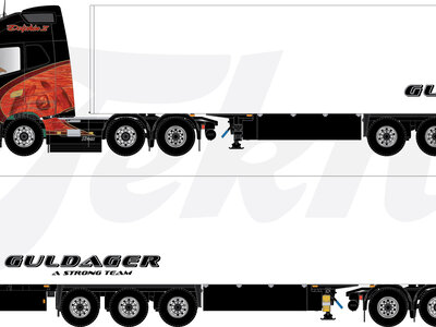 Tekno Tekno Volvo FH04 Globetrotter XL 6x2 with 3 axle box trailer  GULDAGER "DOLPHIN 2"