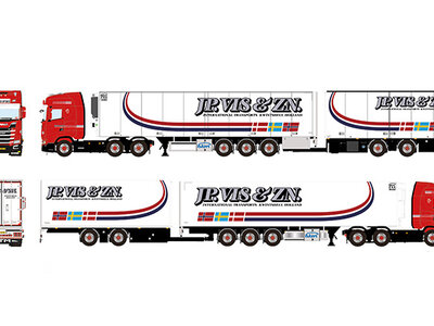 WSI WSI Scania S Highline 6x2 tag axle with 3 axle reefertrailer - 2 axle drawbar trailer  J.P. VIS & ZN.