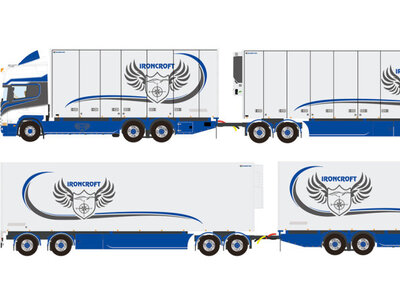 WSI WSI Scania 4-serie Topline 6x2 motorwagen met 4-as koeloplegger IRONCROFT