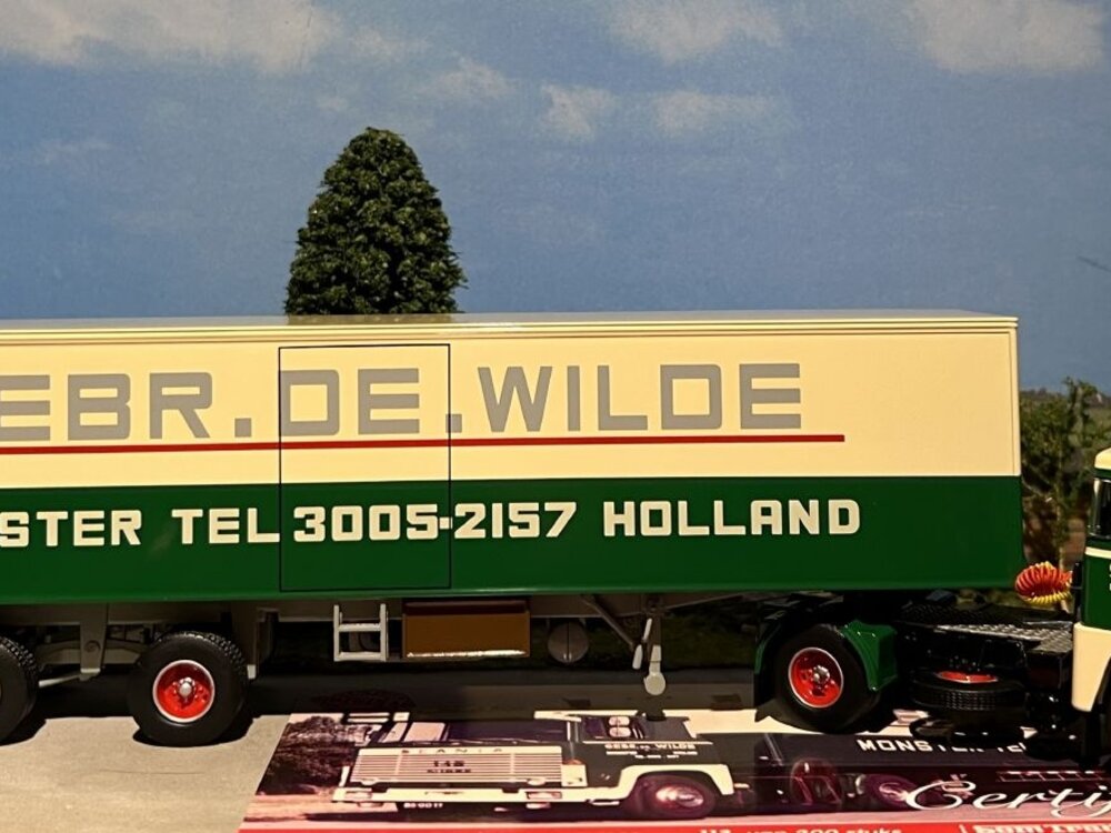 Tekno Tekno Scania 140 with 2-axle classic trailer de Wilde