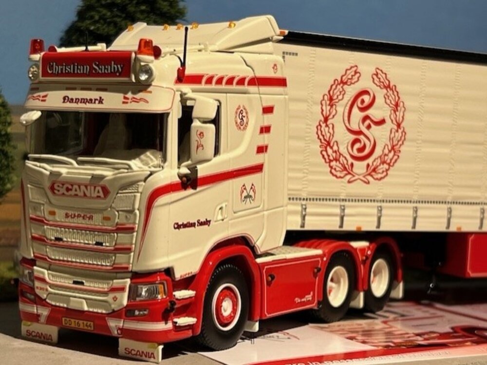 Tekno Tekno Scania Next Gen S-serie 6x2 with curtainside trailer CHRISTIAN SAABY