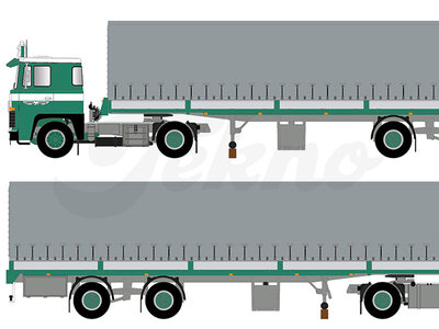 Tekno Tekno Scania 111 with 2-axle tilt trailer BRUNNER