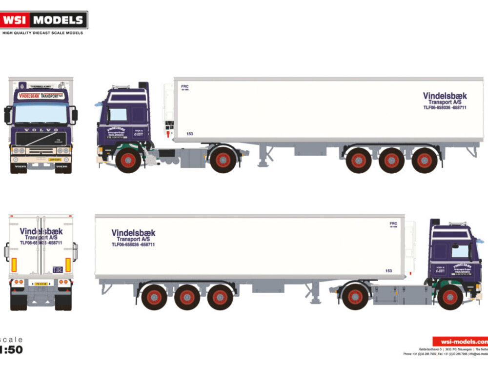 WSI WSI Volvo F12 Globetrotter 4x2 met 3-as classic koeloplegger VINDELSBAEK