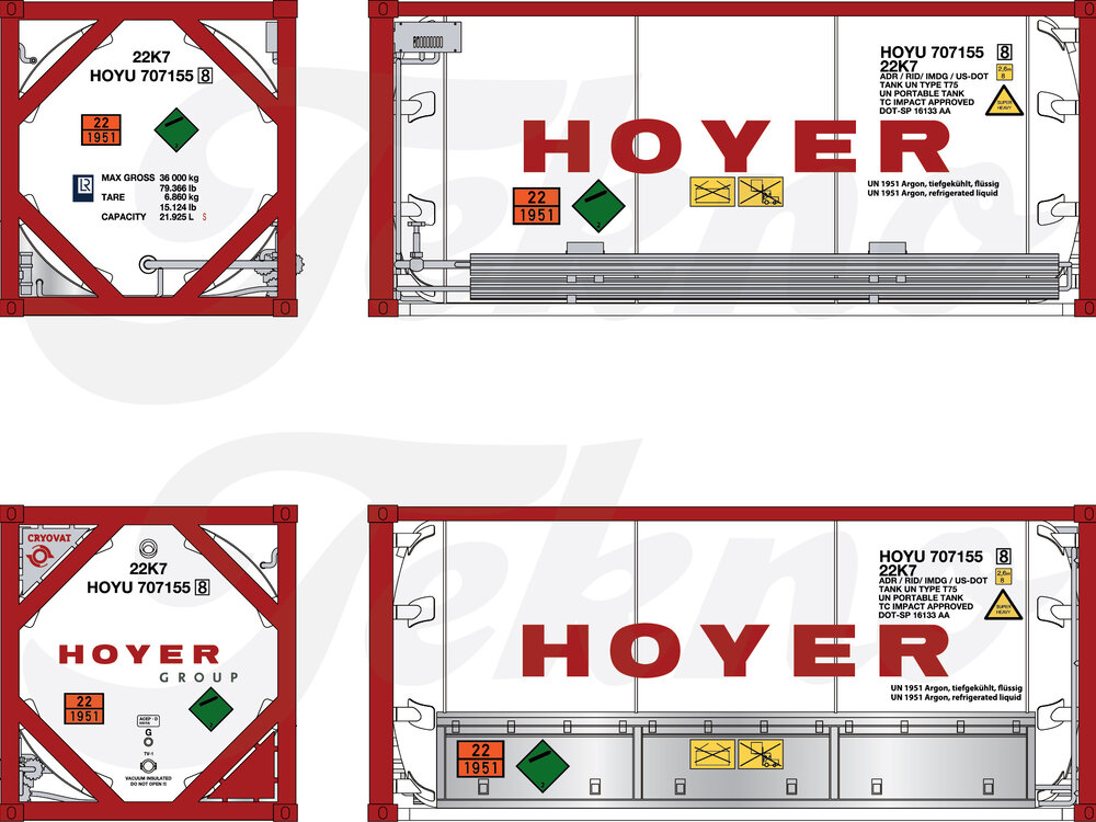 Tekno Tekno losse 20ft (resin) Gascontainer HOYER