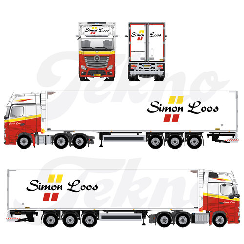 Tekno Tekno Mercedes-Benz Gigaspace mirrorcam 6x2 with 3-axle reefertrailer SIMON LOOS