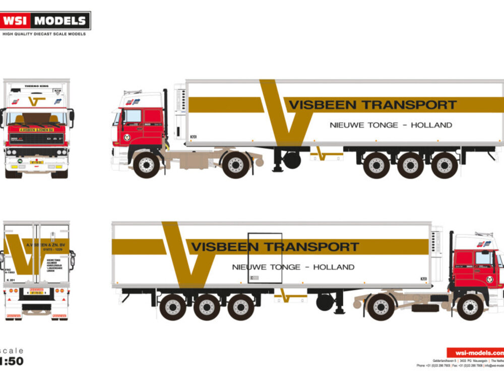 WSI WSI DAF 3600 Space Cab 4x2 + 3-as classic koeloplegger VISBEEN