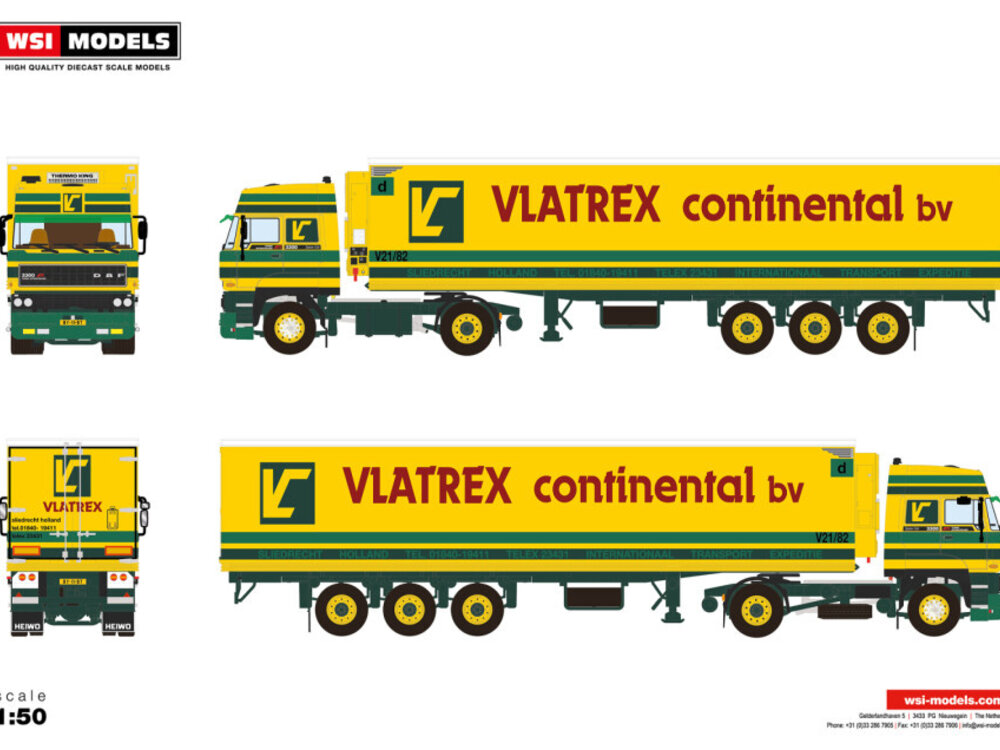 WSI WSI DAF 3300 Space Cab 4x2 + 3-axle classic reefer trailer VLATREX