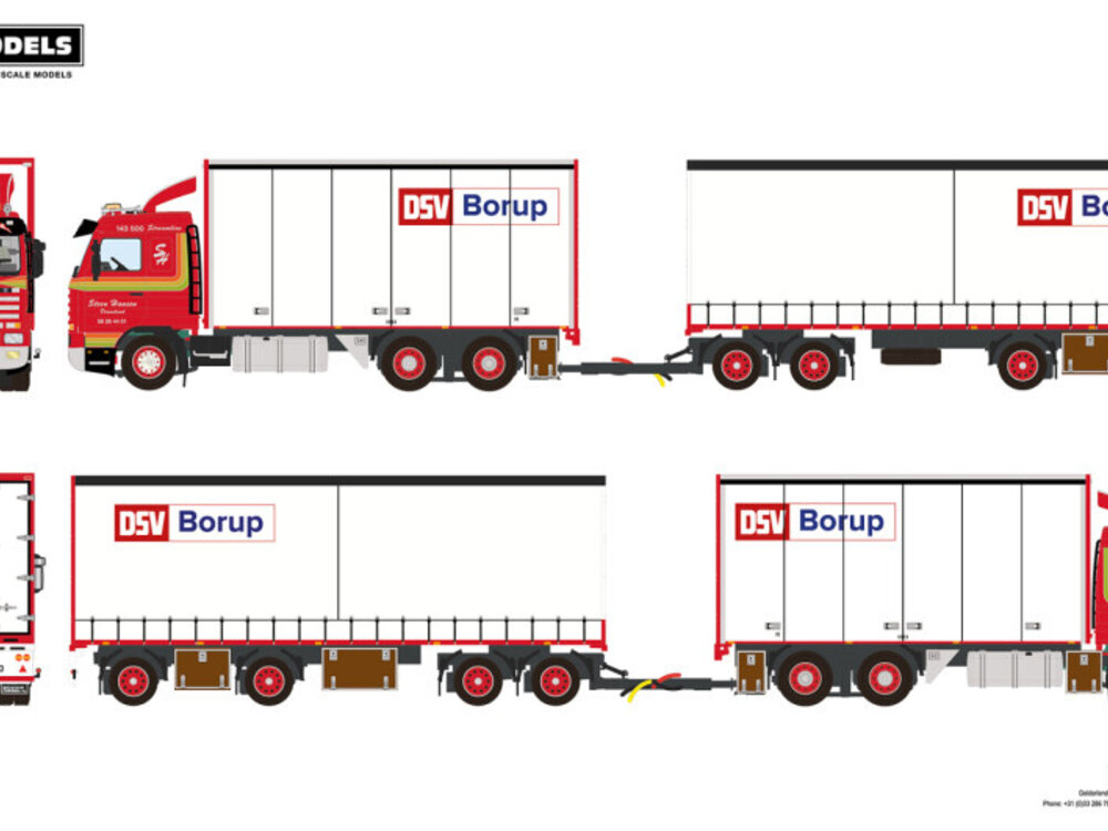 WSI WSI Scania 143M streamline motorwagen met 4-as oplegger STEEN HANSEN