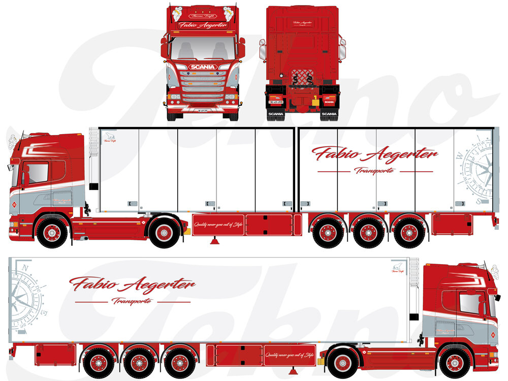 Tekno Tekno Scania R-Streamline Topline met 3-assige koeloplegger FABIO AEGERTER