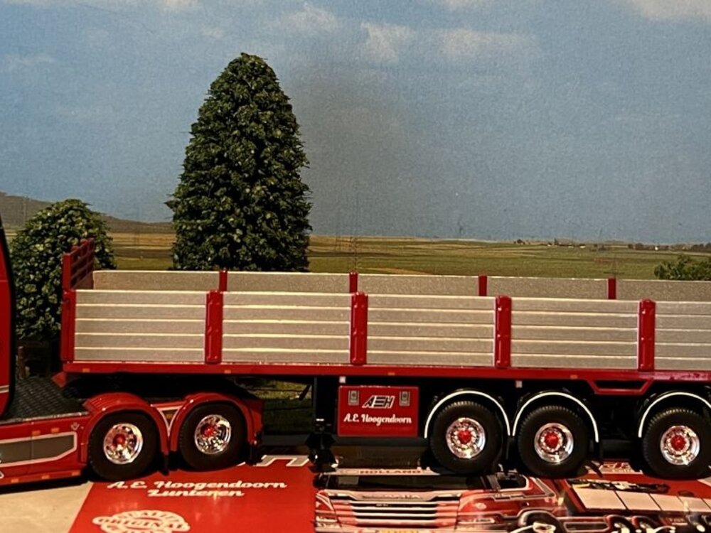 Tekno Tekno Scania Next Gen R580 Highline 6x2 sleepas met 4-assige stenenoplegger HOOGENDOORN A.E.