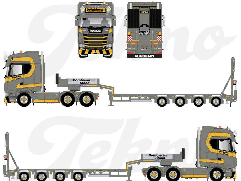 Tekno Tekno Scania Next Gen S770 6x4 met 4-assige dieplader DORNBIERER