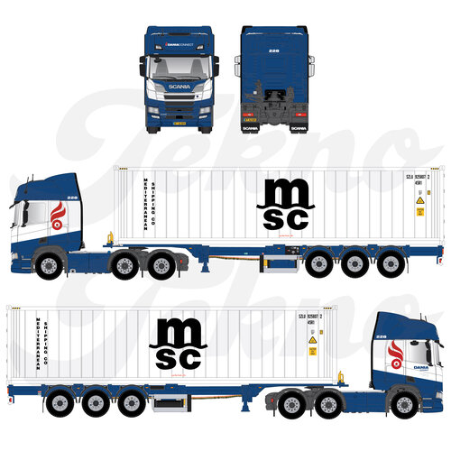 Tekno Tekno Scania Next Gen R-serie Highline 6x2 with 40ft. MSC reefer container DANIA CONNECT