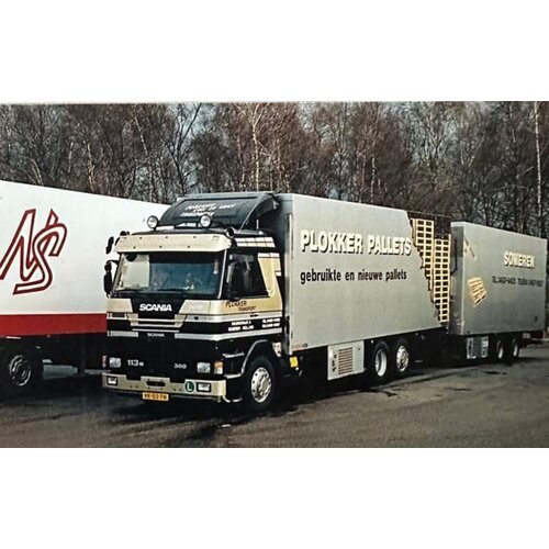 Tekno Tekno Scania 3-serie motorwagen met 2-assige wipkar PLOKKER PALLETS