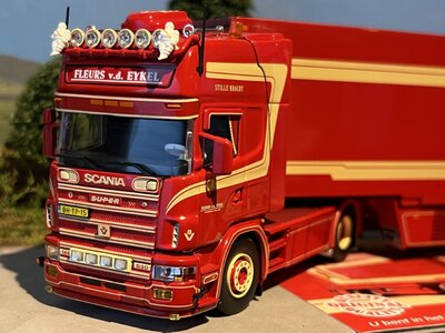 Tekno Tekno Scania 4-serie Topline with 2-axle flowers trailer Fleurs vd Eijkel