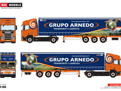 WSI WSI Scania R Highline 4x2 met 3-as schuifzeilen oplegger GRUPO ARNEDO