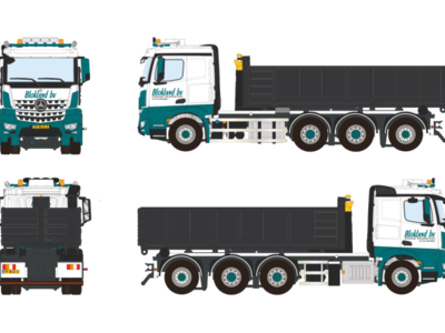 WSI WSI Mercedes Arocs MP4 8x4 haakarm + 15m3 container BLOKLAND