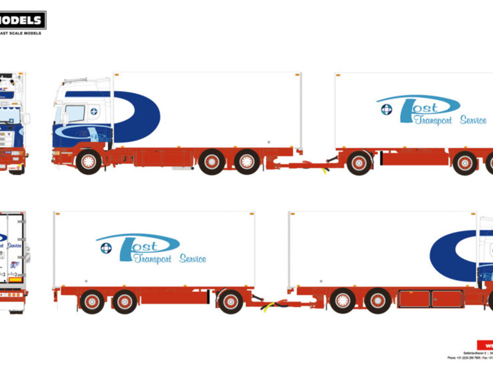 WSI WSI Scania R4 Topline 6x2  reefer trailer with 3-axle turntable reefer trailer  MARCEL POST