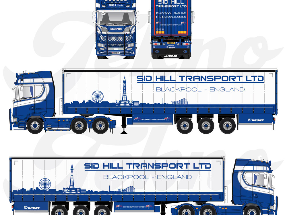 Tekno Tekno Scania Next Gen S-serie Highline met 3-assige schuifzeilenoplegger SID HILL