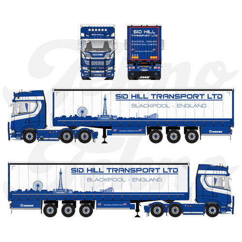 Tekno Tekno Scania Next Gen S-serie Highline with 3-axle curtainside trailer SID HILL