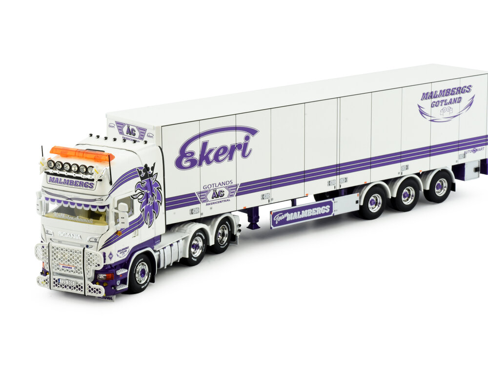 Tekno Tekno Scania R-serie Streamline Topline met 3-assige gesloten oplegger MALMBERGS