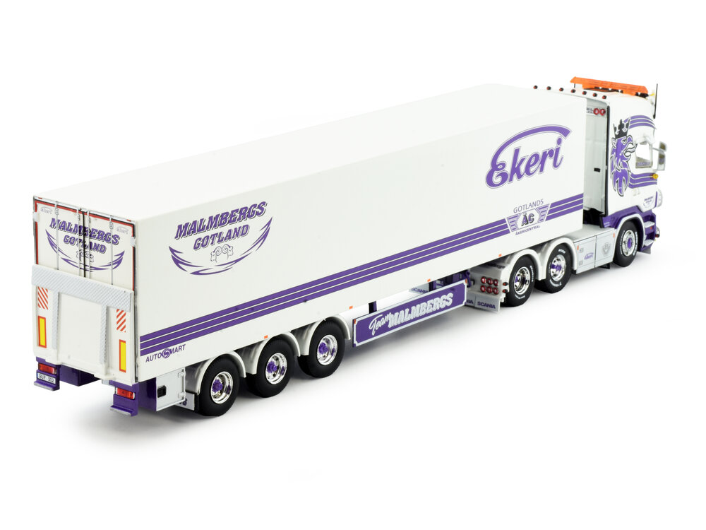 Tekno Tekno Scania R-serie Streamline Topline met 3-assige gesloten oplegger MALMBERGS