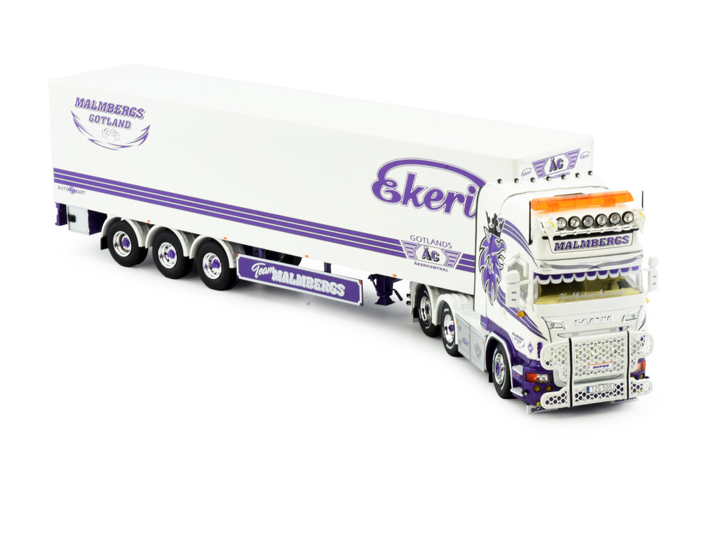 Tekno Tekno Scania R-serie Streamline Topline met 3-assige gesloten oplegger MALMBERGS