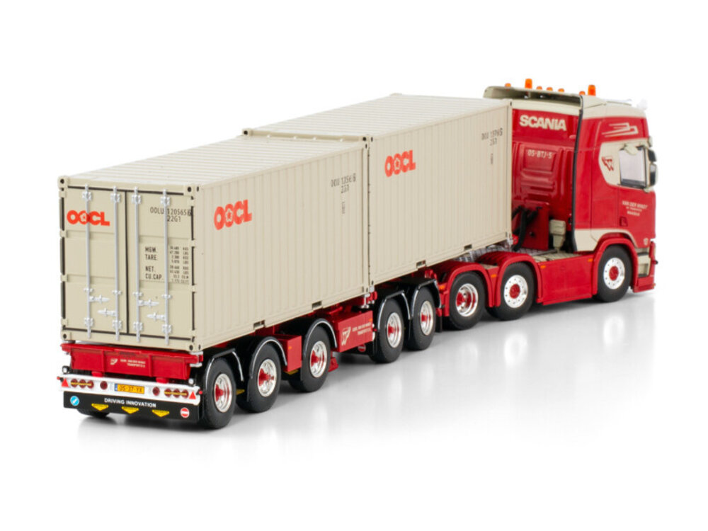 WSI WSI Scania R Highline 6x2 with 2 connect combi trailer - 2+3 axle + 2 x 20ft. container GEBR. VAN DER WINDT