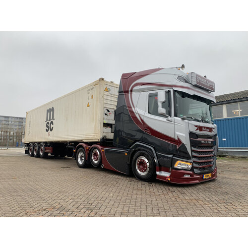WSI WSI DAF XG+ 6x2 met 3-assige flex container trailer + 40ft container FRANS KAMP TRANSPORT