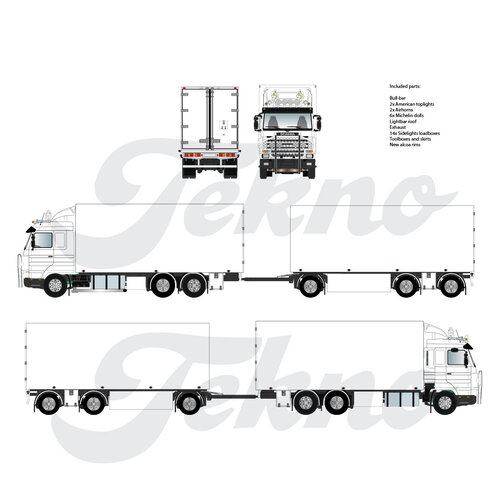 Tekno Tekno Scania 3-Serie streamline met 3-assige schamel aanhanger Tractor & Trailer KIT