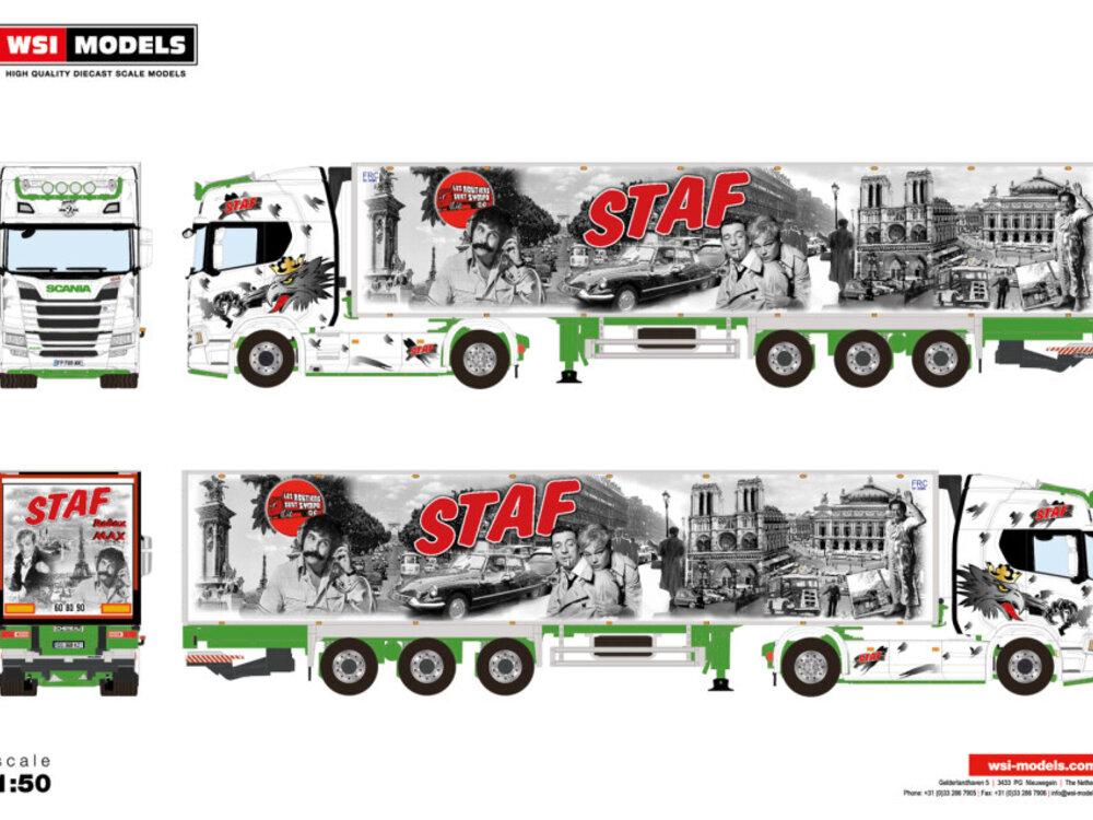 WSI WSI Scania R Highline 4x2 + 3-as koel oplegger STAF