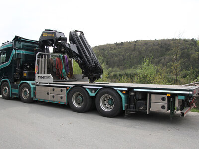 WSI WSI Scania R Normal  8x2 Flatbed truck with palfinger + jib TM HANSEN