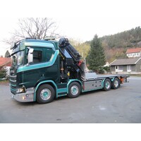 WSI Scania R Normal  8x2 Flatbed truck with palfinger + jib TM HANSEN