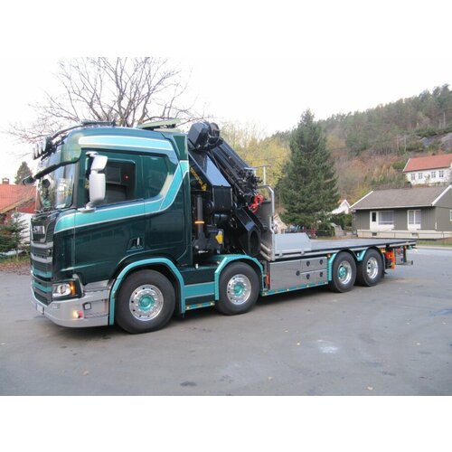 WSI WSI Scania R Normal  8x2 Flatbed truck with palfinger + jib TM HANSEN