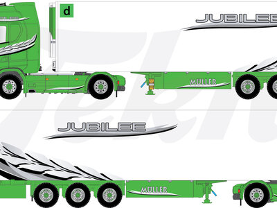 Tekno Tekno Scania Next Gen Highline met 3-assige koeloplegger MULLER (100 jaar)