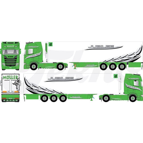 Tekno Tekno Scania Next Gen R-Highline with 3-axle reefer trailer  MULLER (100 Jahr)